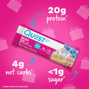 Quest Nutrition Birthday Cake Protein Bars, 20g Protein, 4g net Carbs, 1g Sugar, Gluten Free, Keto Friendly, 4 Count