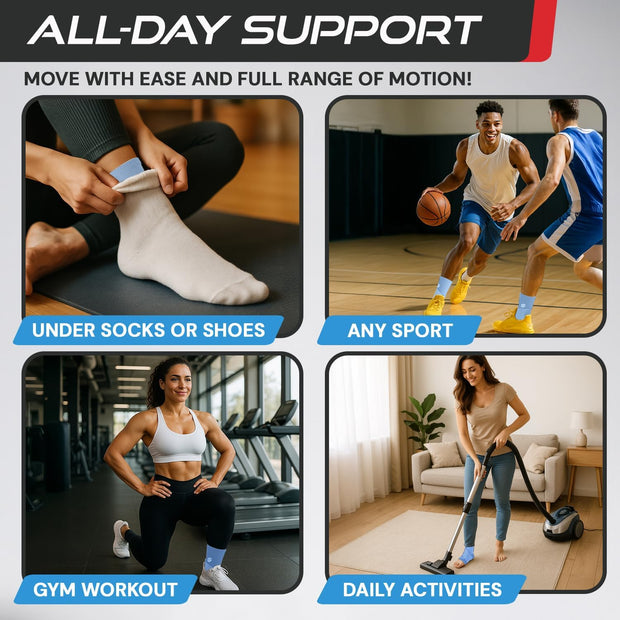 Sleeve Stars Ankle Brace for Women & Men, Ankle Wrap for Sprain, Compression Sleeve for Plantar Fasciitis Relief, Easy Customizable Support: w/ Removable Strap (Single/M:10"-12"/Black)