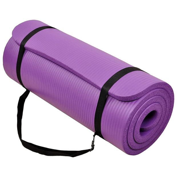 Yoga Mat 1-Inch Extra Thick High-Density Exercise Mat with Non-Slip Surface & Carry Strap for Men & Women Tear-Resistant Pilates Workout Mat for Home Gym, Floor Fitness