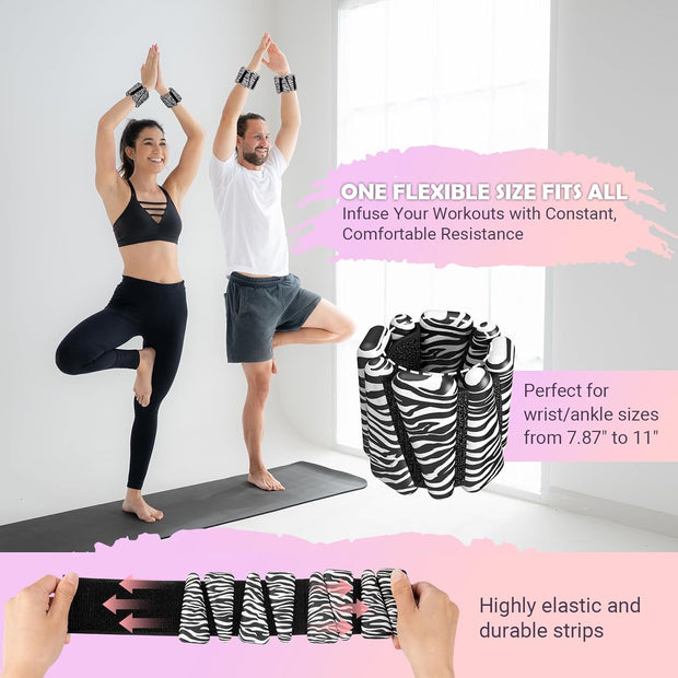 Wrist Ankle Weights for Women Set of 2, Adjustable Silicone Weighted Bangles, Wearable Ultra-durable Strips Weight Bracelet 2 lbs/4 lbs for Yoga, Pilates, Barre, Walking, Arm & Leg Workout