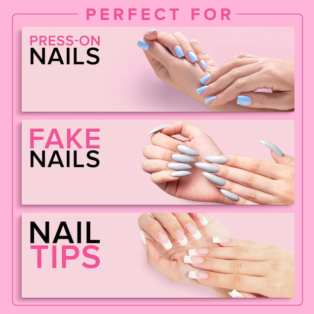 Super Strong Nail Glue for Press On Nails, Nail Tips & Acrylic Nails (8ml) NYK1 NailBond Brush On Glue for Press Ons, Tips & Acrylics - Long Lasting, Maximum Strength, Mess-Free Application
