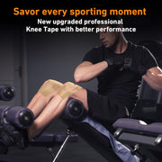 PreCut Kinesiology Tape for Knees, 12PCS Upgraded Waterproof KTQUICK Knee Tape for Knee Pain Relief Pre Cut, Original Cotton Athletic Knee Tape, Waterproof&Hypoallergenic Latex-Free for Sports (Black)