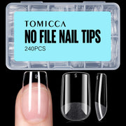TOMICCA Medium Almond Nail Tips, 504Pcs Acrylic, 12 Sizes Half Matte Soft Gel, Nail Extension for Beginner and Professional