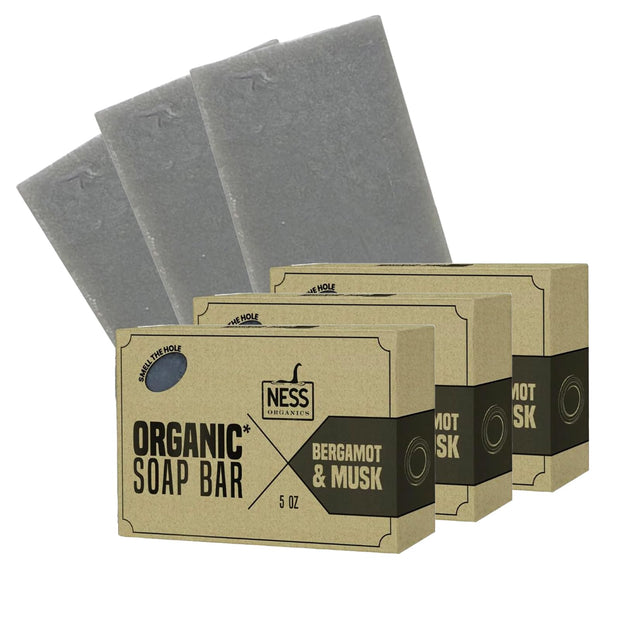 Ness Mens Soap Bar - Smoked OUD Scent - Natural Soap For Men - Mens Bar Soap With Organic Ingredients & Essential Oils - Moisturizing Bar Soap - Handmade In The USA, Cruelty Free, Vegan - 3 Pack