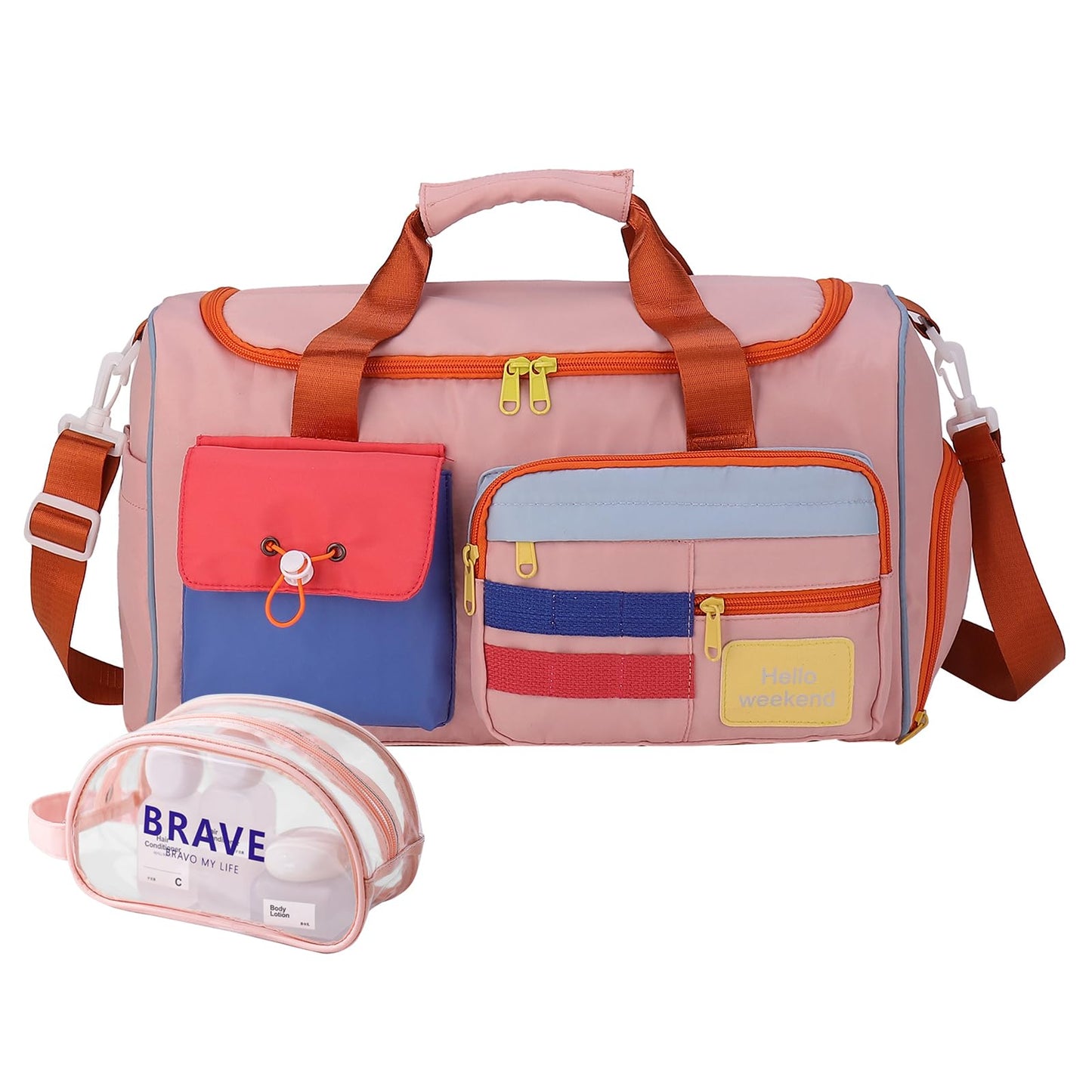 Small Gym Bag for Women, Travel Duffle Bag Carry On Weekender Bag with Shoe Compartment