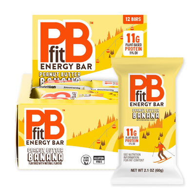 PBfit Peanut Butter Banana Energy Bars, 11g Protein, 5g Fiber, Gluten Free, Vegan, Plant-Based, Non-GMO, 2.1 Oz (Pack of 12)