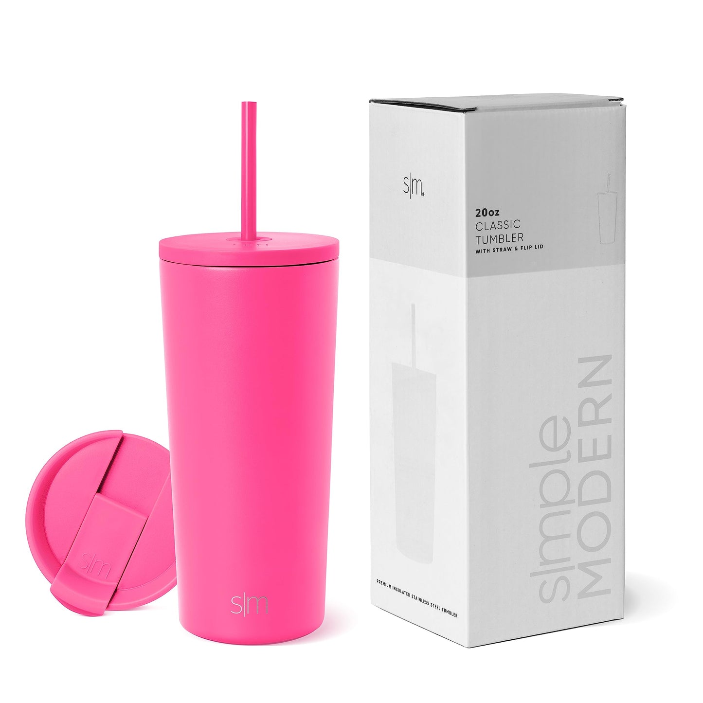 Simple Modern Insulated Tumbler with Lid and Straw | Iced Coffee Cup Reusable Stainless Steel Water Bottle Travel Mug | Gifts for Women Men Her Him | Classic Collection | 24oz | Midnight Black