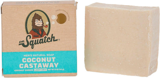 Dr. Squatch All Natural Bar Soap for Men with Light Grit, Coconut Castaway 5 Ounce (Pack of 1) 0.02 pounds