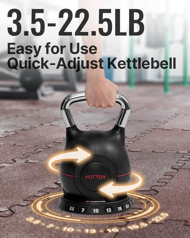 YOTTOY Adjustable Kettlebell,3.5-22.5LB Kettlebells Adjustable Set,Strength Training Kettlebells for Home Gym