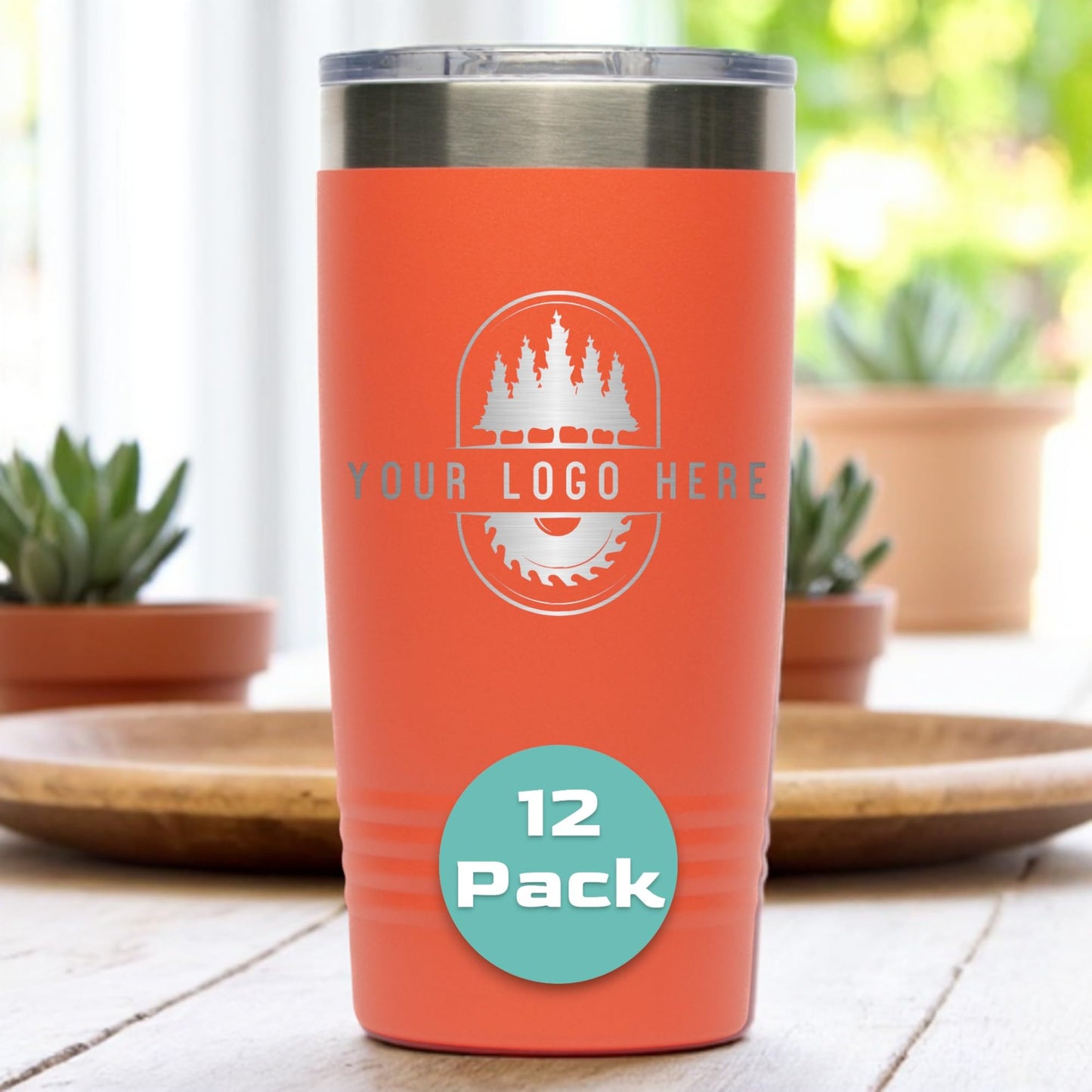 20oz Stainless Steel Tumbler - Upload Your Logo, Custom Engraved, Double Wall Vacuum Insulated Travel Mug, Ideal for Corporate Gifts, Events, and Sports Teams
