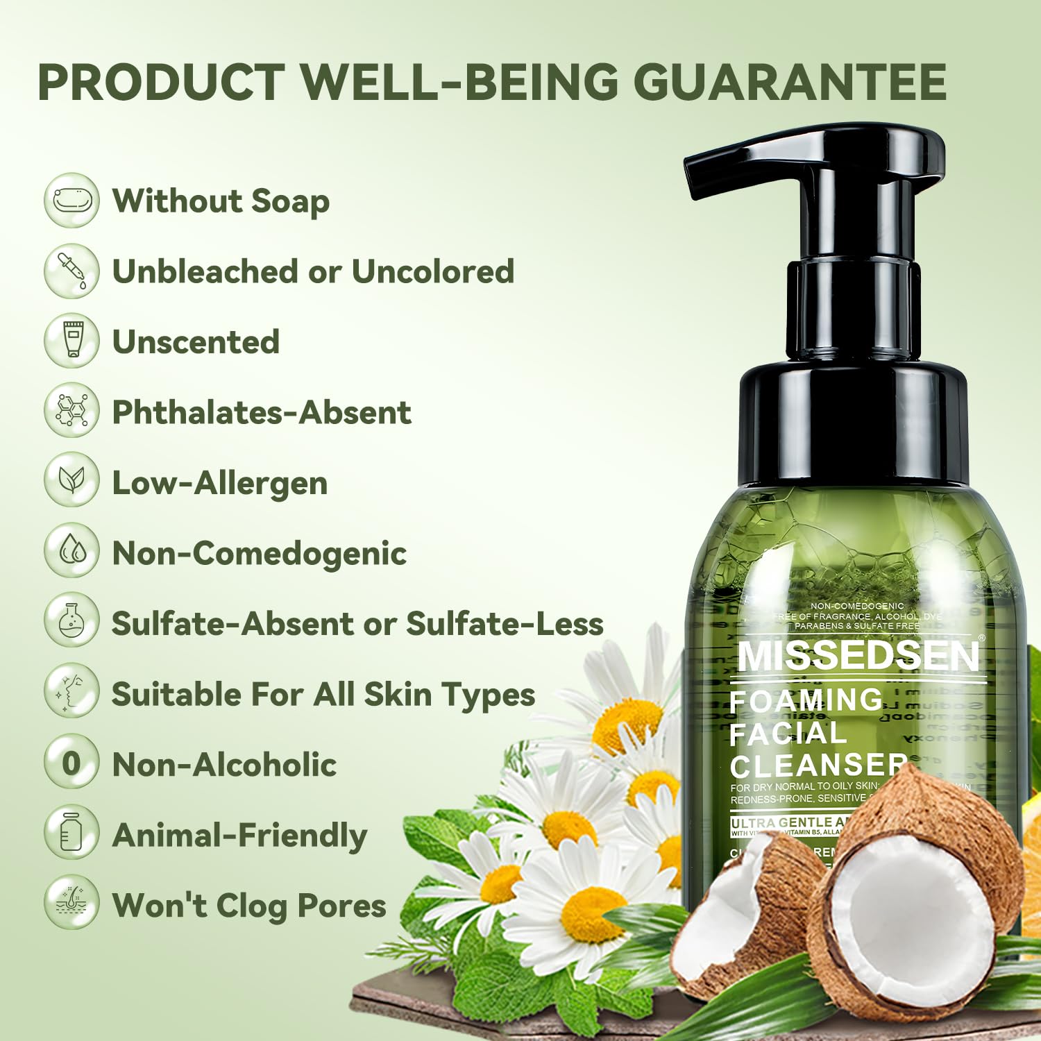Face Wash for Acne, Oily & Sensitive Skin all Skin Types Oil Control and Hydrating Foaming cleanser No Fragrance/Dye/Soap (300ml/10oz)