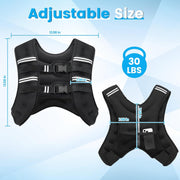 Weighted Vest for Woman Men, 6lb/8lb/12lb/16lb/20lb/30lb Weight Vest with Reflective Stripe, Weight Vests Adjustable for Walking, Weight Loss, Training, Running