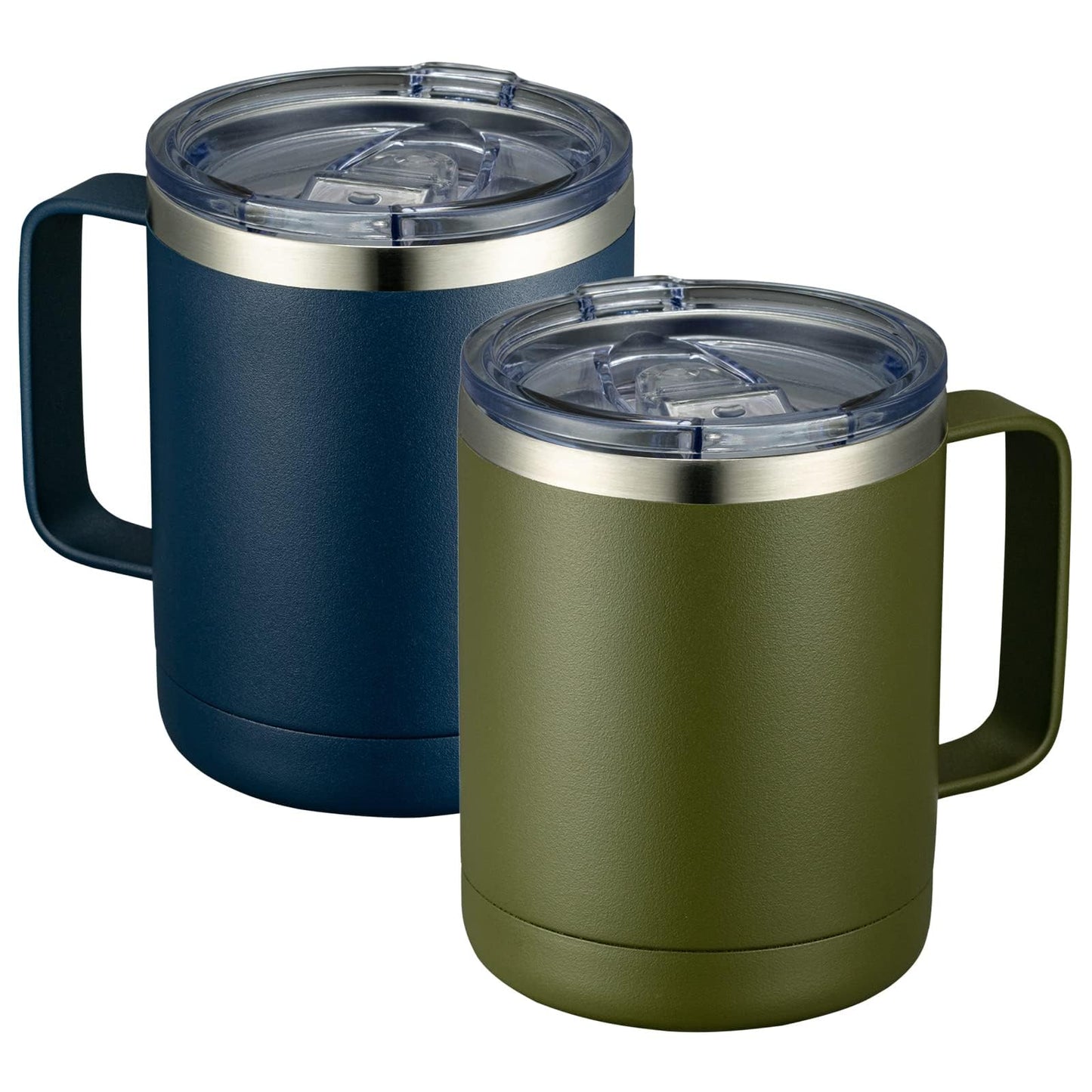 MEWAY 12oz Coffee Mug With Handle and Sliding Lid,Stainless Steel Travel Tumbler Cup with Handle,Double Wall Vacuum Insulated Camping Cup for Hot & Cold Drinks Tea (Purple,Set of 1)