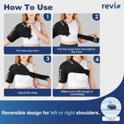 REVIX Shoulder Ice Pack Wrap for Rotator Cuff and Arm, Reusable Gel Cold Wrap with Compression for Targeted Area, Soothing Discomfort & Fatigue, Easy to Put On & Take Off, Flexible Fit for Men & Women