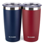 SUNWILL Travel Coffee Tumbler 20 oz, Insulated Mug with Lid, Stainless Steel Cup for Outdoor, Powder Coated Navy