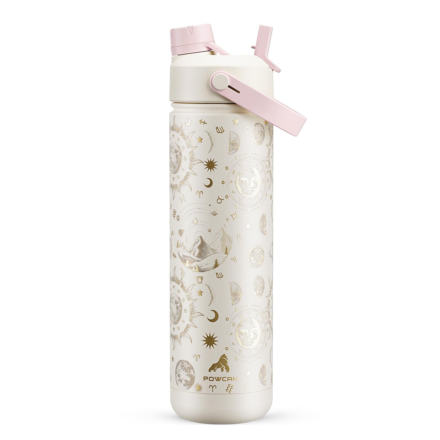 26 oz Insulated Water Bottle with 2-in-1 Straw and Spout Lid, Keep Cold 24H, Leak-Proof, Fits in Car Cup Holder, Stainless Steel Water Bottle for Sports, Travel, and School (Cotton Candy)