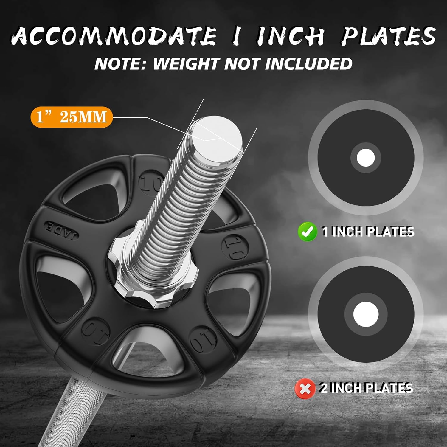 55" Weight Lifting Bar, 1" Standard Straight Barbell Bars for Weight lifting, Olympic Barbell Bar for Bench Press/Hip Thrusts/Squats/Lunges for Gym and Home, 2 Star Star-nuts (480lb Weight Capacity)