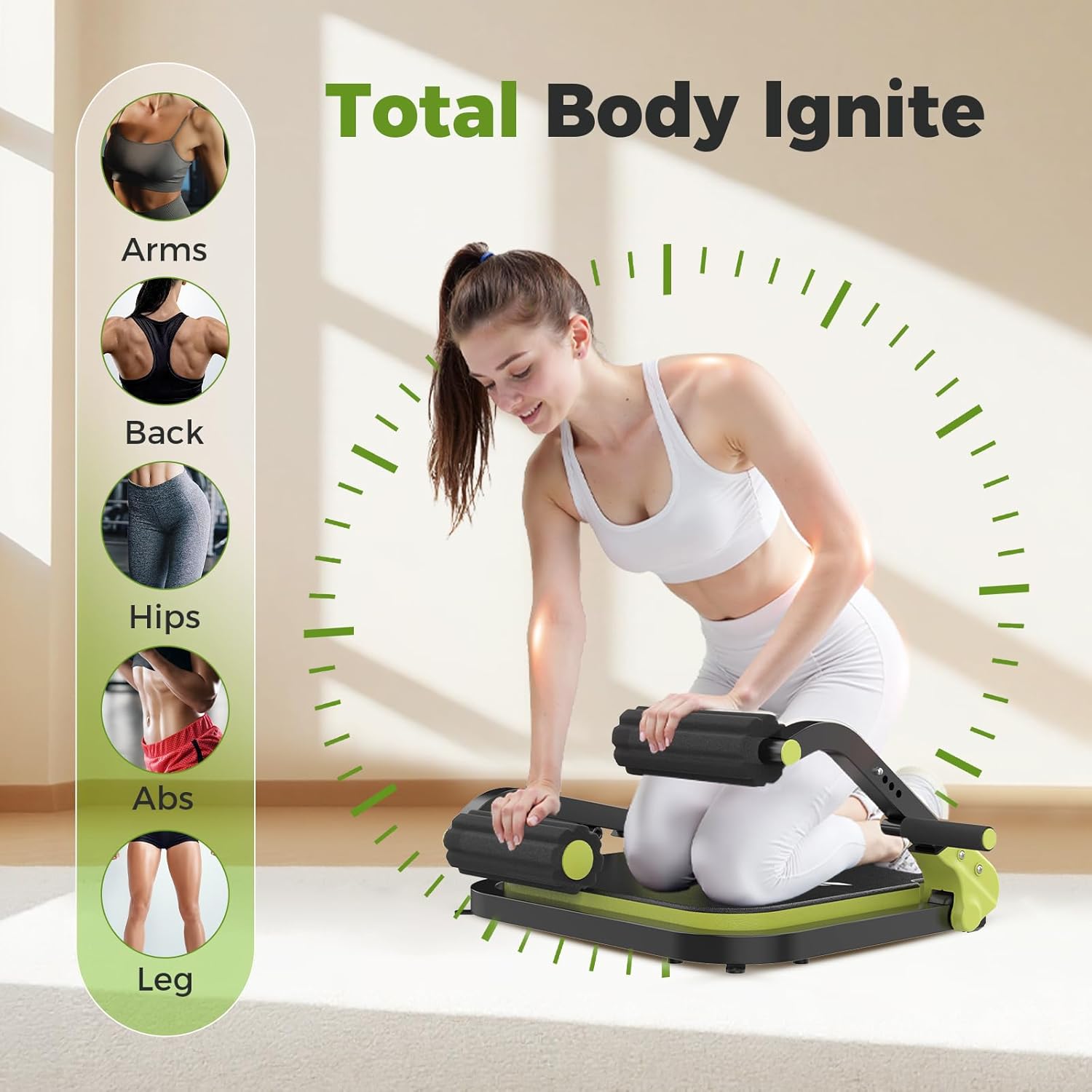 Ab Machine,Sit Up Exercise Equipment&Core Machine, Ab Workout Equipment,Adjustable Ab Trainer with 3 Resistance Levels and Removable Auxiliary Handle,Home Gym Fitness Equipment for All Ages