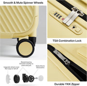 mixi 26 Inch Large Checked Luggage Suitcase with Spinner Wheels Upgrade Wide Handle PC Hard Shell Rolling Travel Suitcase with TSA Lock, Lark Yellow