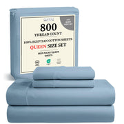 100% Egyptian Cotton Sheets King Size Sheets Set with Fully Elasticated Fitted Sheet & Pillowcase sets, 800 TC Hotel Collection Deep Pocket King Sheet Set, No Pill Soft Breathable Luxury White Bedding