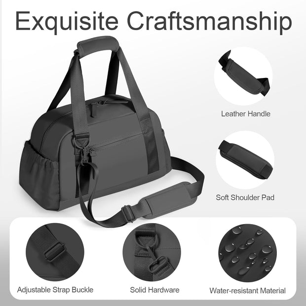 Small Gym Bag 14 inch for Women & Men Mini Gym Duffel Bag with Wet Compartment Waterproof Travel Duffle Bag for Sports Workout Dance