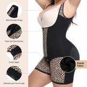 Women's Fajas Colombianas Shapewear Tummy Control Body Shaper Leopard Printed High Compression Garment SW11, Black