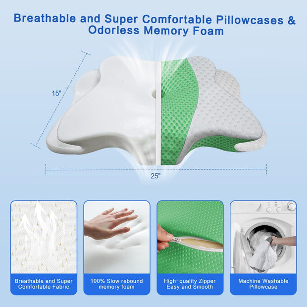 Pain Relief Cervical Pillow for Neck Support,Adjustable Ergonomic Pillow Cozy Sleeping,Odorless Orthopedic Memory Foam Pillows,Contour Bed Pillow for Side Back Stomach Sleeper