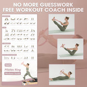 PAETA Pilates Ring Set – 14” Magic Circle (38 lbs Resistance), 9.8” Pilates Ball, 5 Resistance Bands, and Exercise Guide Included for Home Workouts