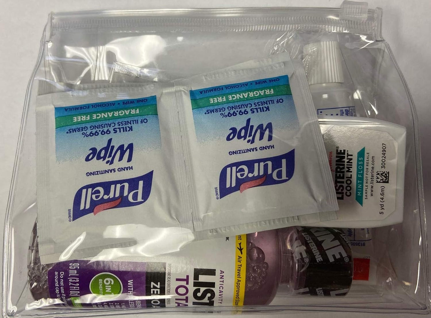 12 pcs Travel Essential Oral Care Kit, TSA Approved Content in Clear Waterproof Bag - Adult