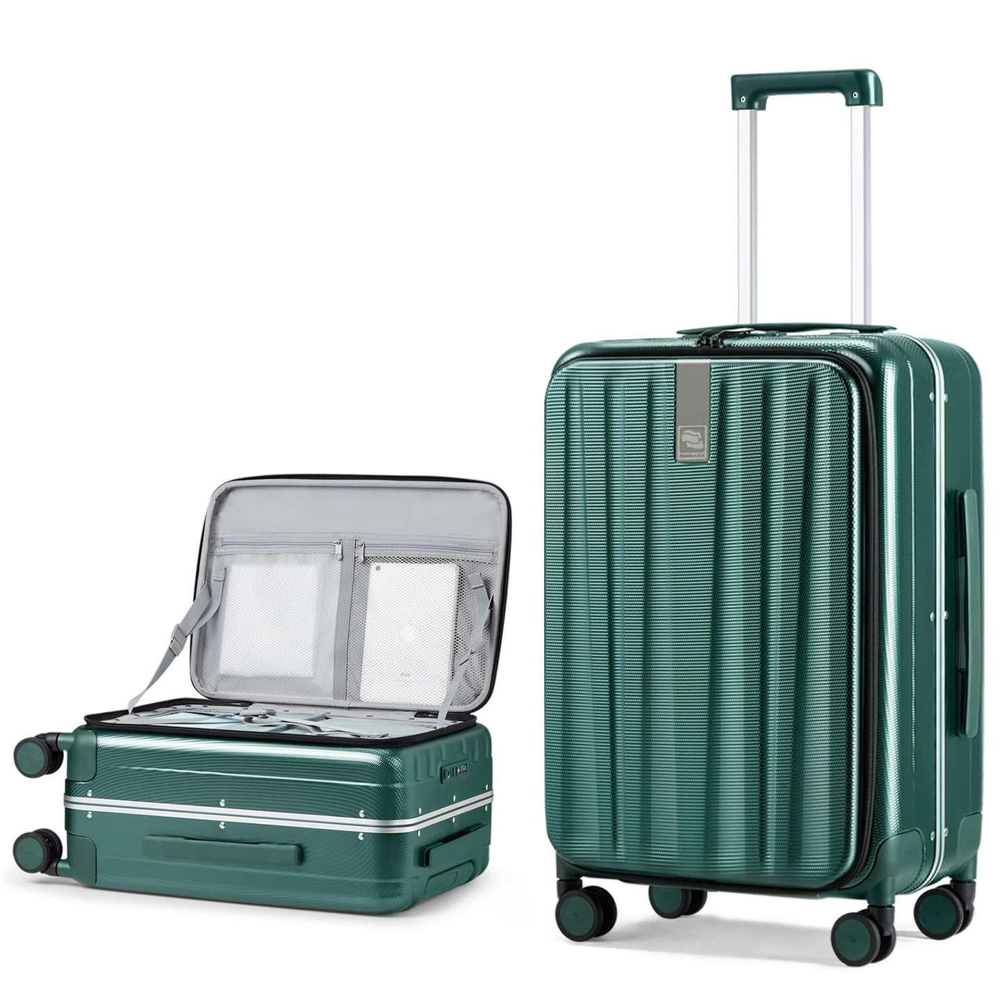 Hanke 20 Inch Carry On Luggage with Wheels PC Hard Shell Suitcase Top Opening Aluminum Frame Travel Luggage Suitcases for Woman Men Gifts.(Ivory White)