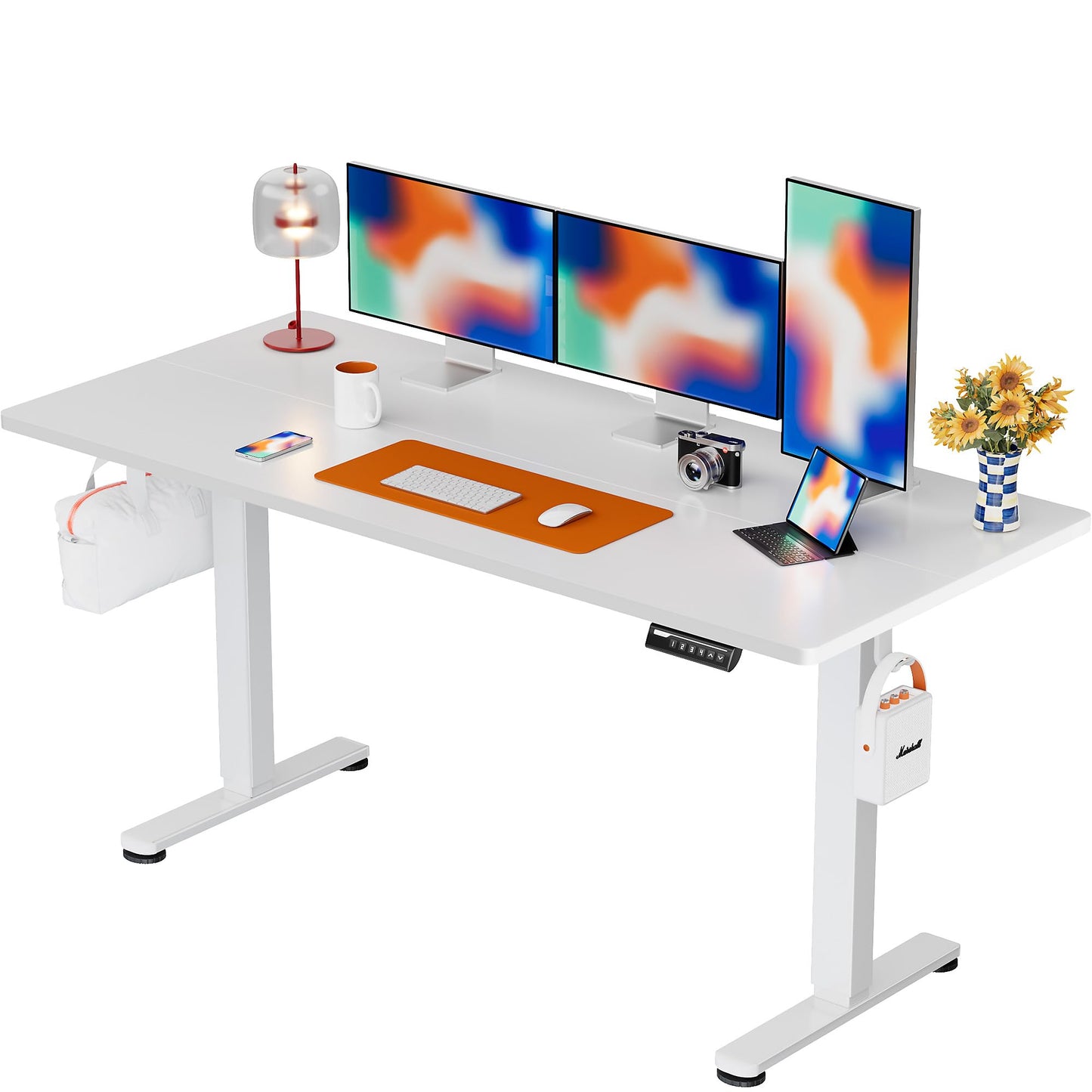 ErGear Height Adjustable Electric Standing Desk, 48 x 24 Inches Sit Stand up Desk, Memory Computer Home Office Desk with Two-Piece Desktop (Black)
