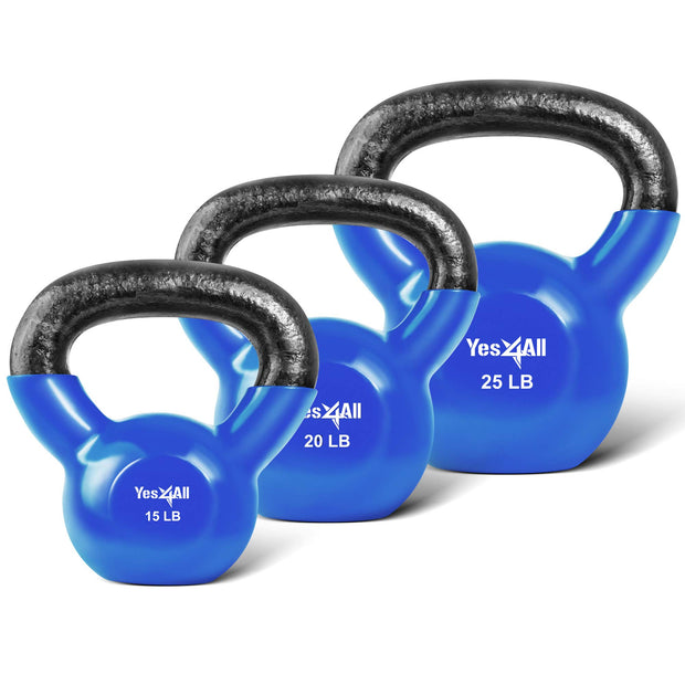 Yes4All Kettlebell Set Vinyl Coated Weights Combo for Full Body Workout Equipment Push up, Grip Strength Training, Dumbbell Weights Exercises