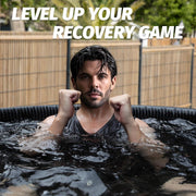 XXL Ice Bath Tub for Athletes, Compatible with Water Chillers, 216-Gallon Inflatable Cold Plunge Tub with Insulated Lid, Thermometer, Water-Absorbent Mat, Portable for Outdoor & Indoor Recovery