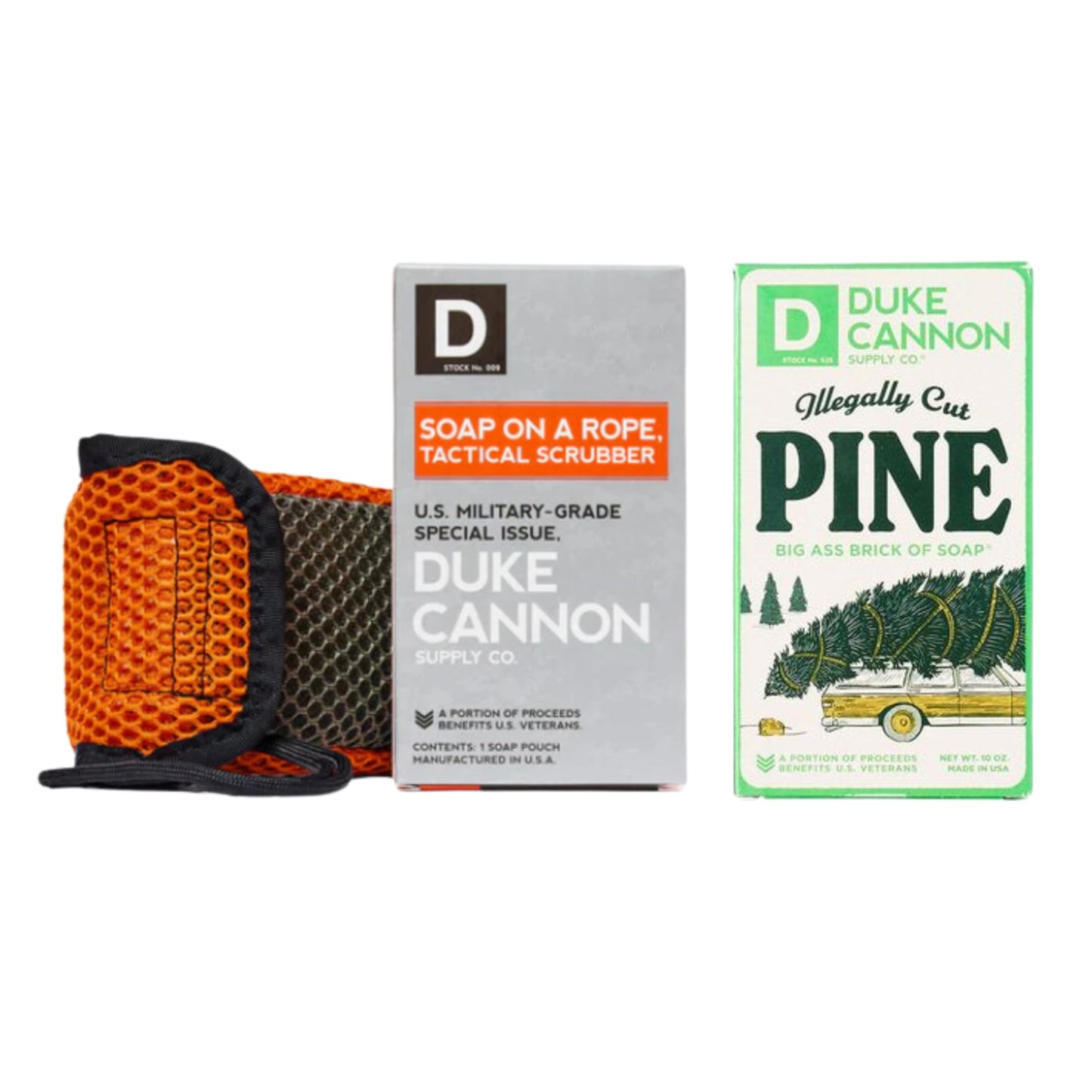 Duke Cannon Tactical Scrubber - Big American Bourbon Soap, U.S. Military-Grade Soap Pouch with Coarse & Soft Mesh, Oak Barrel Scented, 10 oz.