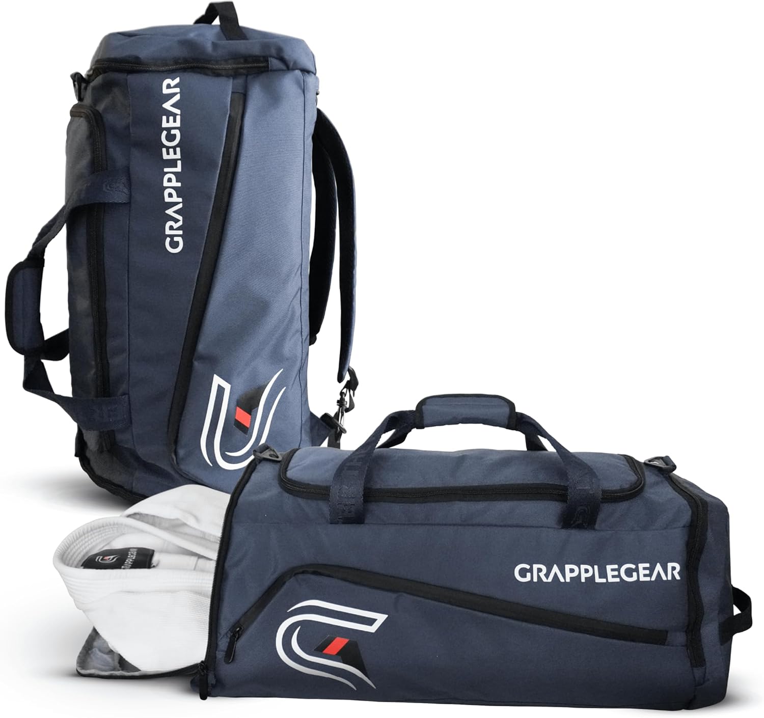GrappleGear Heavy Duty BJJ Duffel Bag & Backpack in 1 - Large Pocket for Sweaty Gi, Rashguards, or Shoes - Perfect Gym Bag for Brazilian Jiu Jitsu, Martial Arts, Boxing, MMA, Kickboxing, Muay Thai.