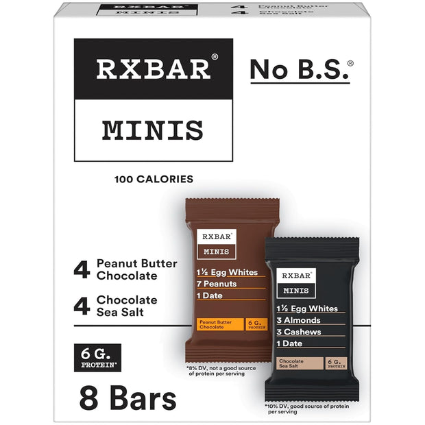 RXBAR Minis Protein Bars, Protein Snack, Snack Bars, Variety Pack, 7.3oz Box (8 Count)