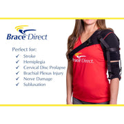 Shoulder Stabilizer Orthosis L3670- Arm Brace for Stroke, Hemiparesis, Subluxation, Rehabilitation- Left or Right Shoulder, Black-Red, XL - Left
