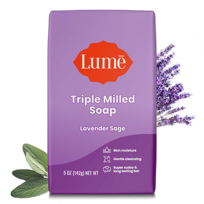 Lume Triple Milled Bar Soap - Rich Moisture & Gentle Cleansing - Paraben Free, Phthalate Free, Skin Safe - 5 ounce (Lavender Sage)