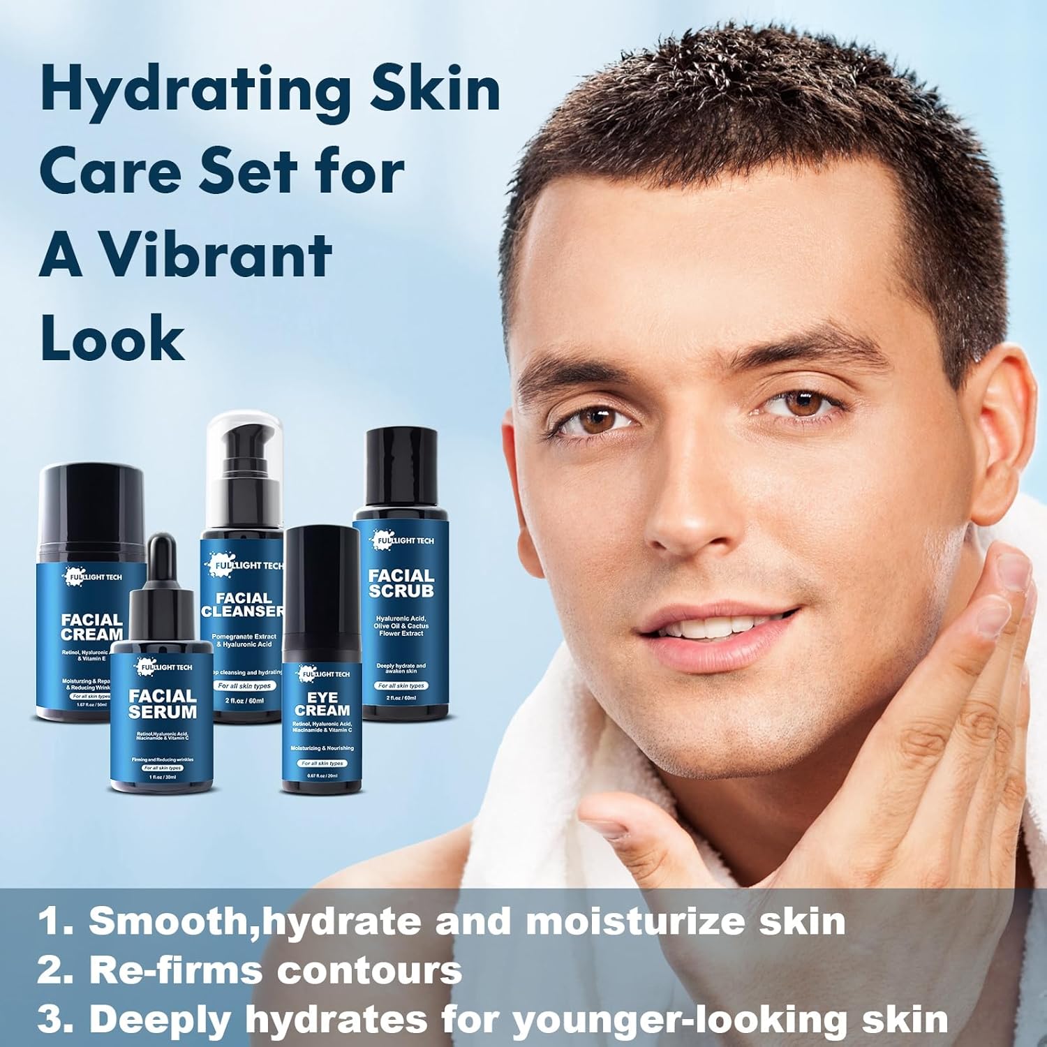Skin Care for Men,Mens Anti-aging Skin Care Kit for Tigten,Firm & Hydrate Skin Facial Care Kit W/Retinol,Hyaluronic Acid,Men Christmas Brithday Fathers Valentines Gifts for Him Boyfriend Dad Husband