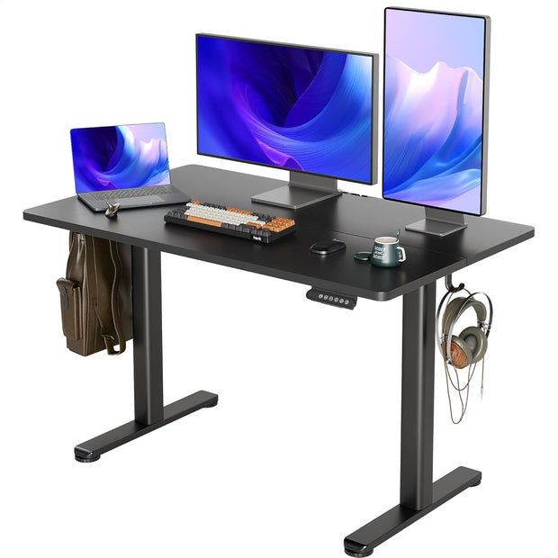 INNOVAR Electric Standing Desk, Adjustable Height Stand up Desks, 48 x 24 Inches Sit Stand up Desk for Home Office Computing, 3-Preset Memory Height Ergonomic Rising Desks, Black