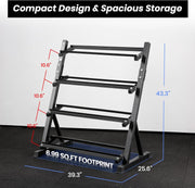 LIONSCOOL Adjustable 4-Tier Dumbbell Rack Stand - Heavy Duty 1000LBS Weight Storage for Dumbbells, Kettlebells | Home Gym Equipment Organizer