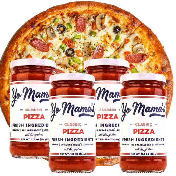 Yo Mama's Foods Keto Classic Pizza Sauce – Pack of (2) - Vegan, No Sugar Added, Low Carb, Low Sodium, Gluten Free, Paleo, and Made with Fresh Non-GMO Tomatoes!
