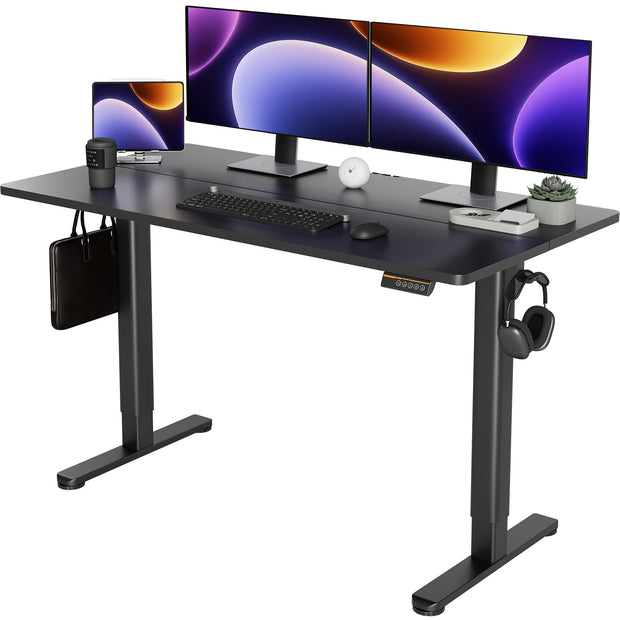 YDN Electric Standing Desk Adjustable Height, 40 x 24 Inches Stand up Desk with Cable Management, Home Office Desks with Splice Board & White Frame, White Top