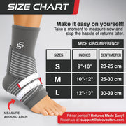 Sleeve Stars Ankle Brace for Women & Men, Ankle Wrap for Sprain, Compression Sleeve for Plantar Fasciitis Relief, Easy Customizable Support: w/ Removable Strap (Single/M:10"-12"/Black)