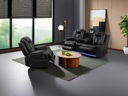 Living Room Set Brown Breathing Leather Sofa Living Room Furniture Set Power Recliner Manual Sofa,Loveseat and Chair with Cup Holders/Storage Console/LED Light for Living Room