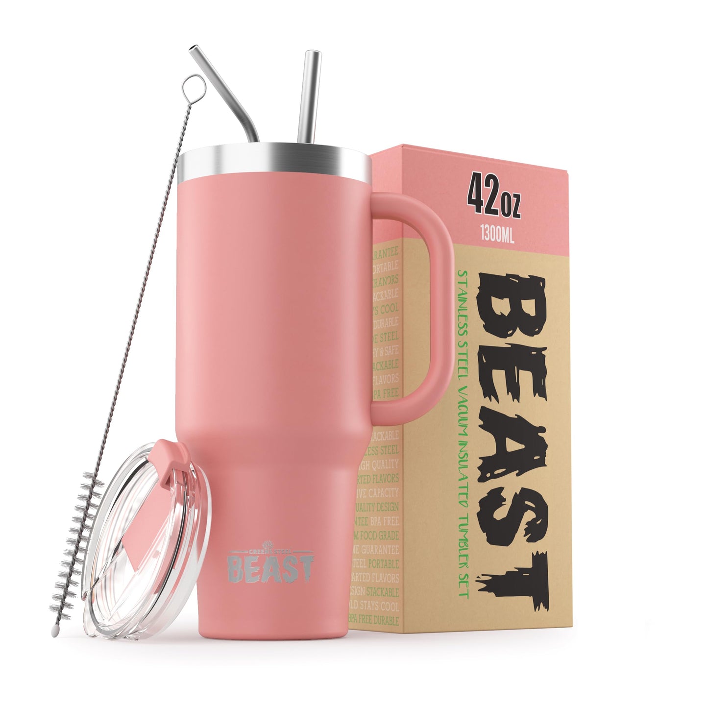 Beast 50 oz Tumbler Stainless Steel Vacuum Insulated Coffee Ice Cup Double Wall Travel Flask (Arctic White)