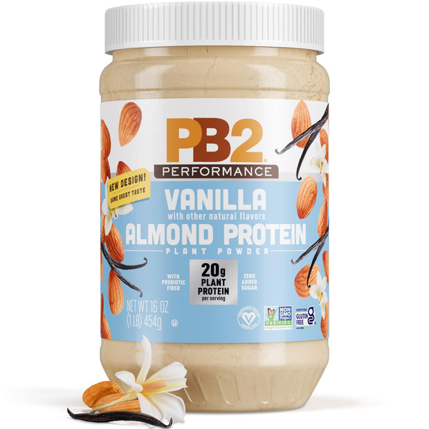 PB2 Performance Peanut Plant Based Vegan Protein Powder | 20g Complete Protein, No Added Sugar, Prebiotic Fiber | Dairy Free, Certified Vegan, Non-GMO, Gluten Free [Peanut w/Madagascar Vanilla, 2LB]
