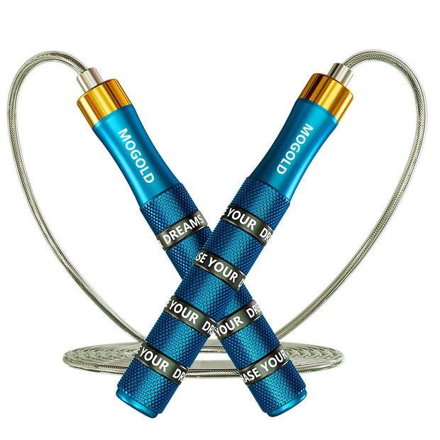 MOGOLD Pro Speed Jump Rope with Ball Bearings – Adjustable Steel Cable, Tangle-Free Design & Silicone Grips for Adults, Kids – Home Gym, Boxing, HIIT & Fitness Training