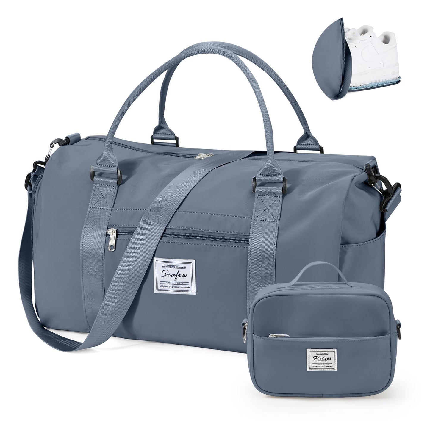 Gym Bags for Women Men with Shoes Compartment,Sports Duffle Bags Personal item travel Duffel Tote Bag Small Carry on Weekender Overnight Bag Workout Dance Bags Hospital Holdalls Grey Green