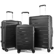 Luggage Set with Spinner Wheels and TSA Lock, 3 Pieces Expandable Hardside Suitcase for Travel, Hardshell Luggage Sets, 20", 24", 28", Black